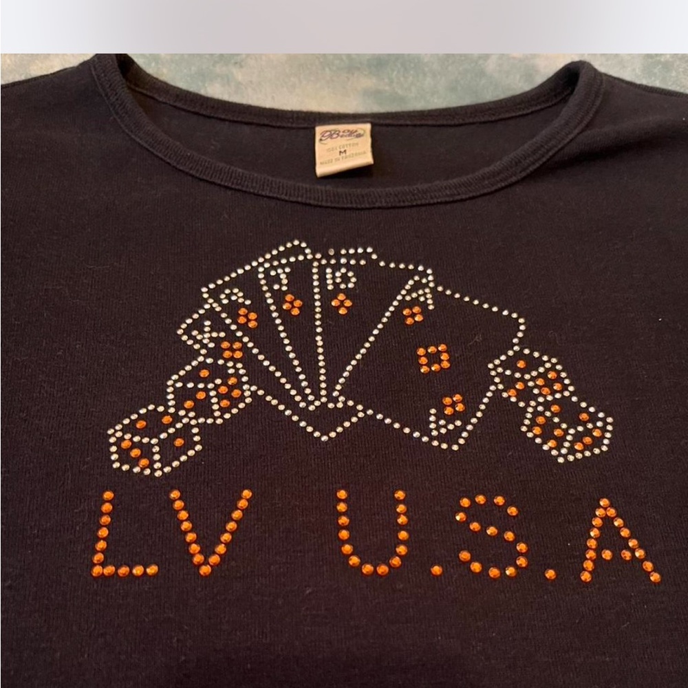 Vintage "LV U.S.A" Rhinestone Baby Tee